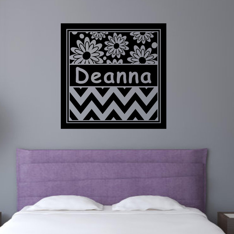 Enchantingly Elegant Personalized Name Chevron Flower Wall Decal Wayfair